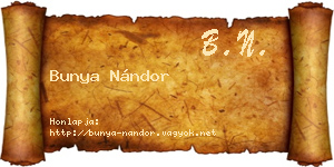 Bunya Nándor névjegykártya
